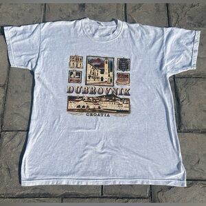 Vintage 80s Screen Stars Dubrovnik Croatia Graphic thin tee tourist Europe XL